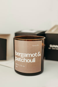 Bergamot Patchouli 12 oz Soy, Wood Wick Candle