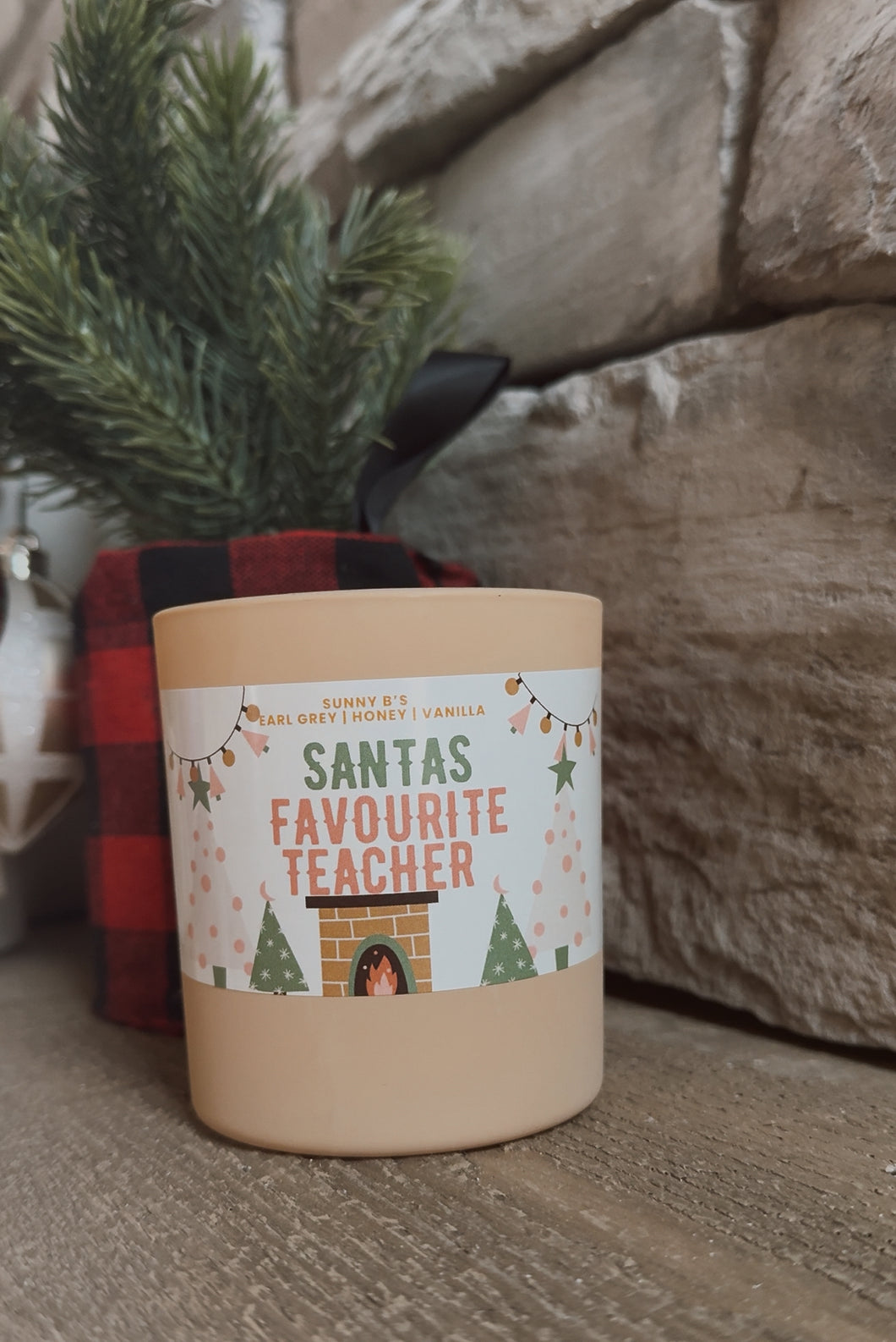Santa’s Favourite Teacher 12 oz Soy, Wood Wick Candle